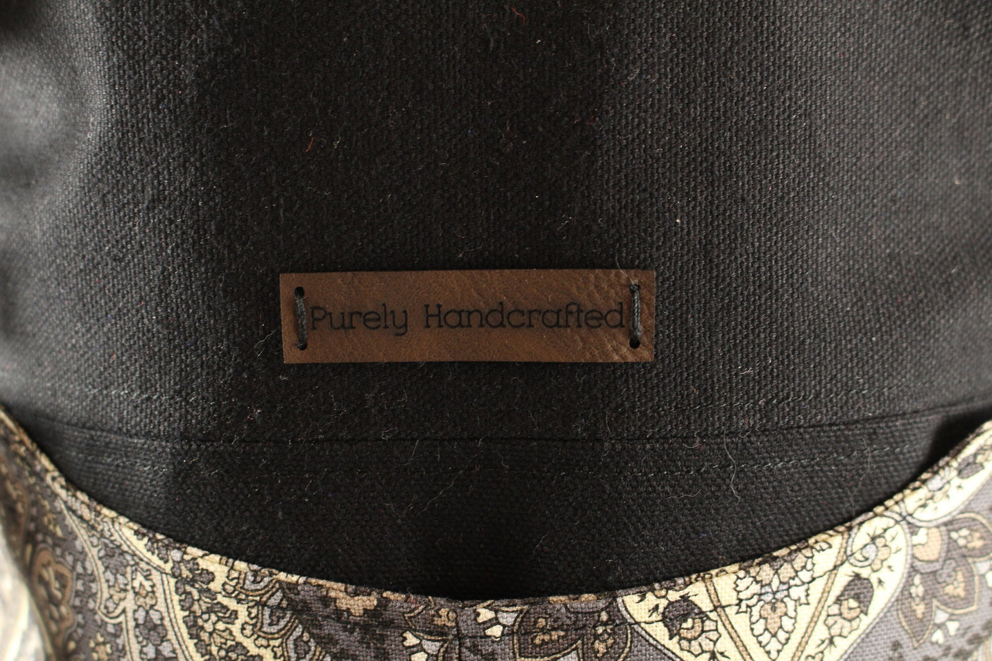 black and dark gray paisley crossbody canvas handbag