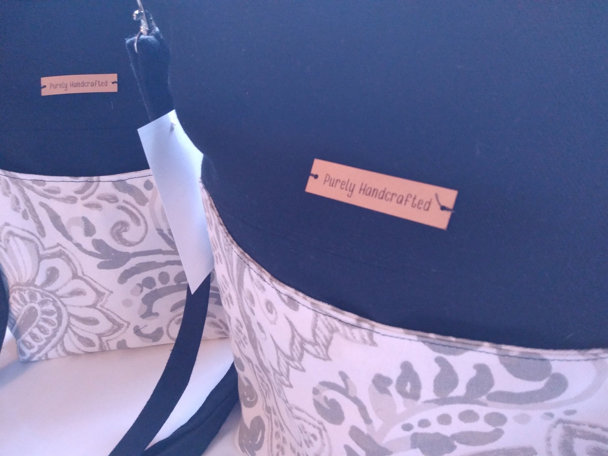 black and gray paisley crossbody purse