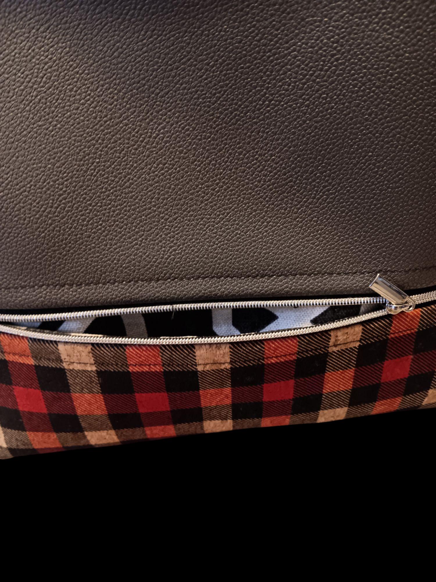 Double Zipper Tote Bag in Gray and Red Plaid, Stylish, Spacious & Versatile Tote for Everyday Use